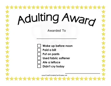Adulting Award