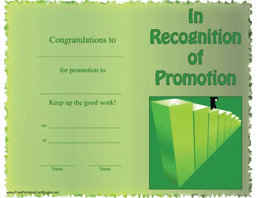 Certificate to Recognize Promotion