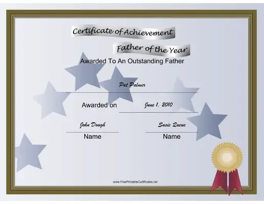 Father of the Year certificate