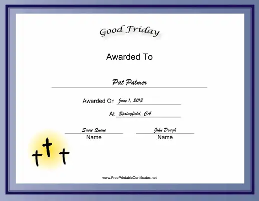 Good Friday Holiday certificate