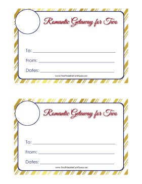 Romantic Getaway Gift certificate