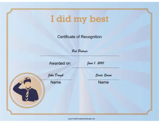 Scout I Did My Best certificate