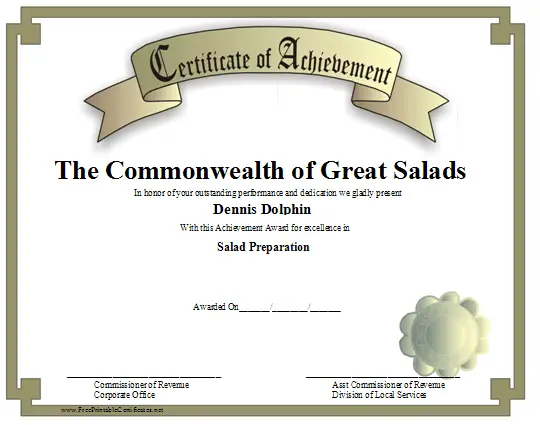 Achievement certificate