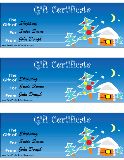 Christmas Gift Certificate with Tree certificate