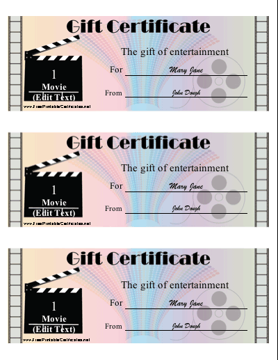 Movie Gift certificate
