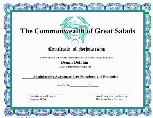 Scholarship certificate