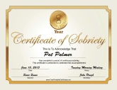 1 Year Sobriety Certificate (Gold)
