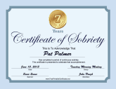 7 Years Sobriety Certificate (Blue)