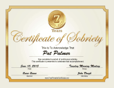 7 Years Sobriety Certificate (Gold)