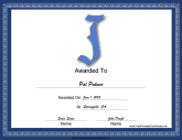J Monogram Certificate