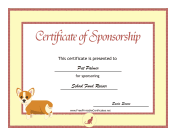 Sponsorship Certificate Animal