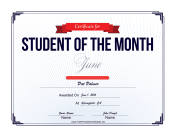 Student of the Month Certificate for June