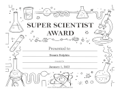 Super Scientist Award Black and White