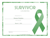 Survivor of Leukemia certificate