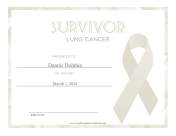 Survivor of Lung Cancer certificate