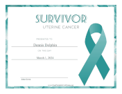 Survivor of Uterine Cancer certificate