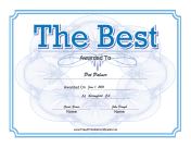 The Best Certificate Blue