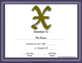 X Monogram Certificate