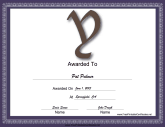 Y Monogram Certificate