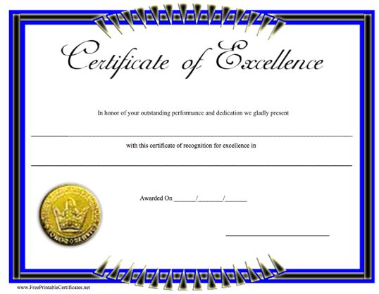 certificate of excellence