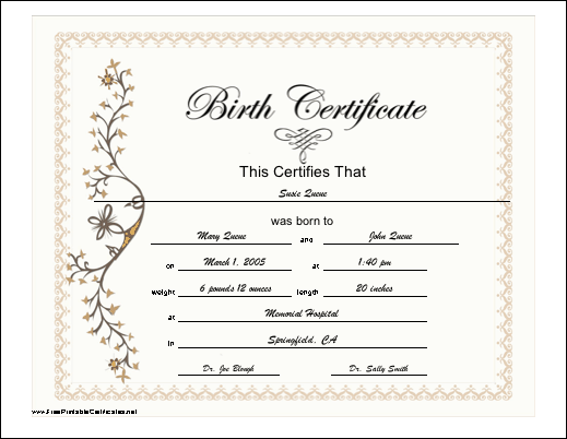 birth certificate printable certificate; printable cabbage patch kids birth 