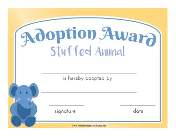 Adoption Award Stuffed Animal