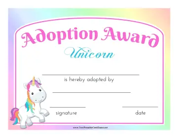 Adoption Award Unicorn