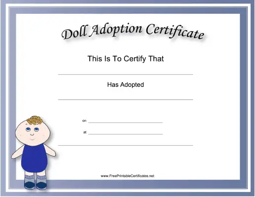 Adoption Certificate Baby Doll Academic