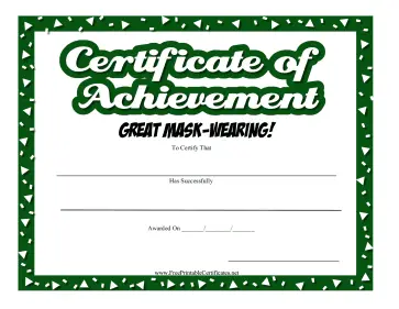 Certificate Of Achievement Mask-Wearing