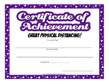 Certificate Of Achievement Physical Distancing