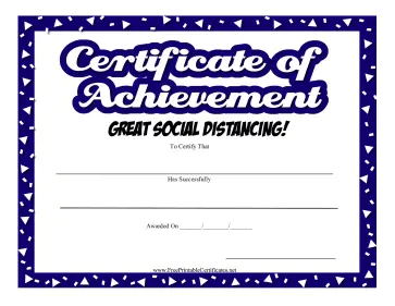 Certificate Of Achievement Social Distancing