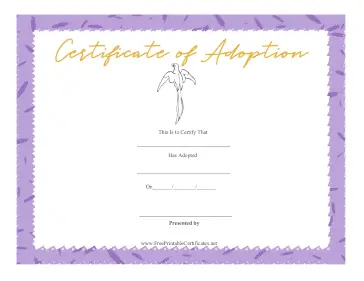 Certificate Of Adoption Bird