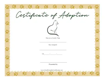Certificate Of Adoption Cat