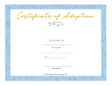 Certificate Of Adoption Fish