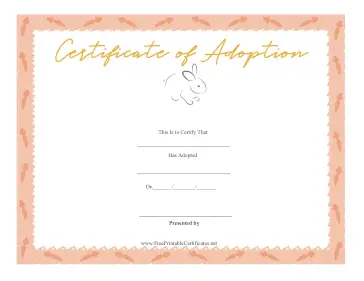 Certificate Of Adoption Rabbit