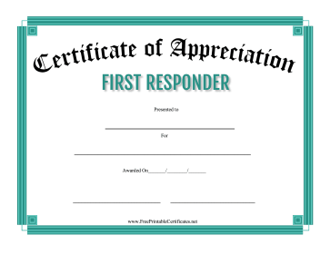 Certificate Of Appreciation First Responder
