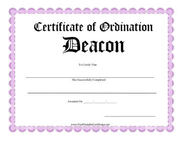 Certificate Of Ordination Deacon