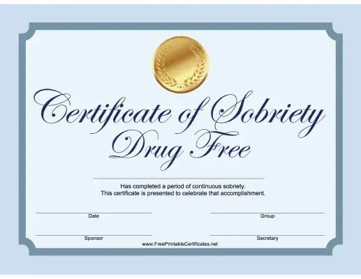 Drug Free Certificate (Blue)
