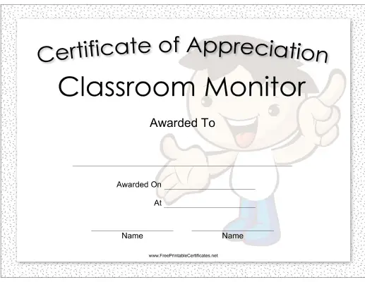 Classroom Monitor Appreciation Boy