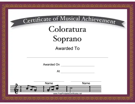 Coloratura Soprano Vocal_Music_Certificate