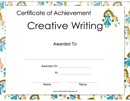 Creative Writing Achievement Princess