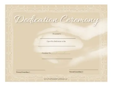 Dedication Ceremony Certificate Gold