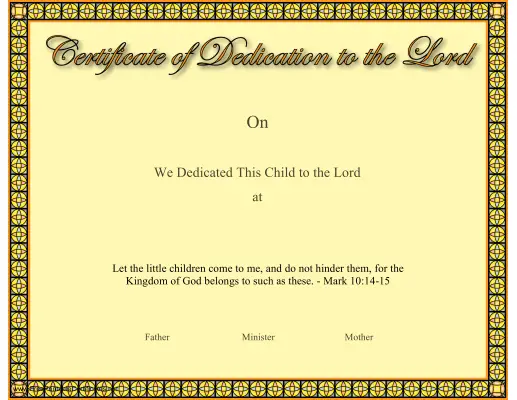 Dedication to the Lord