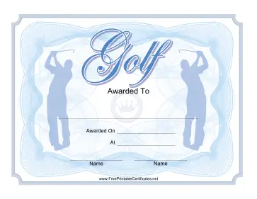 Golf Certificate Blue