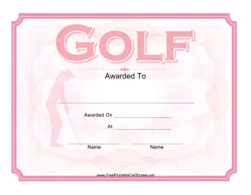 Golf Certificate Pink
