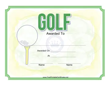 Golf Certificate Tee