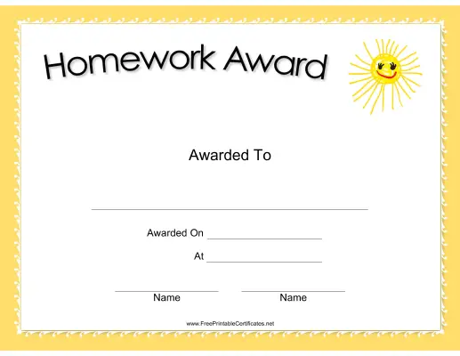 Homework Award