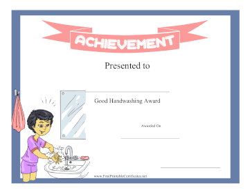 Kids Achievement Award Handwashing