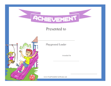 Kids Achievement Award Playground Leader
