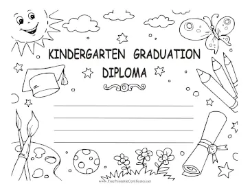 Kindergarten Graduation Diploma Black and White